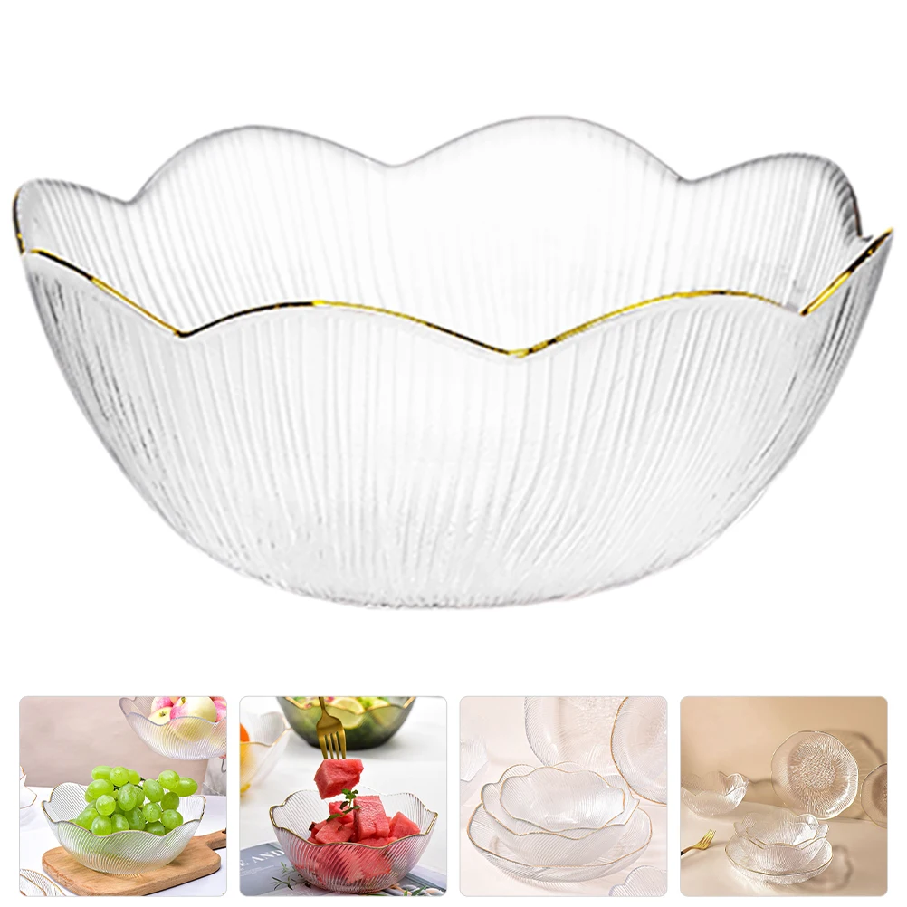 

Gold Trim Glass Bowl Glass Mixing Bowl Serving Kitchen Prep Food Salad Pasta Fruit Snack Mixing Bowls Prep Bowls