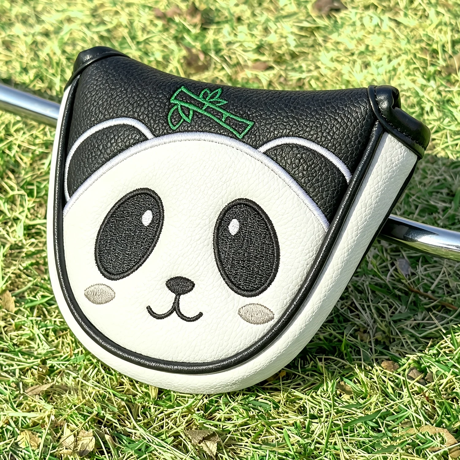 1pc Cute Panda Pattern Style Golf Club Head Cover, Golf Putter Cover, Golf Mallet Putter Cover, Semi-Circular Putter Cover image 2