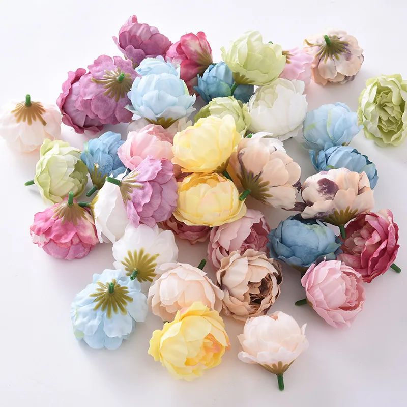 5/10PCs Silk Peony Artificial Flowers 5cm Fake Flower For Home Room Decor Wedding Decoration Bedroom DIY Bride Wreath Accessorie