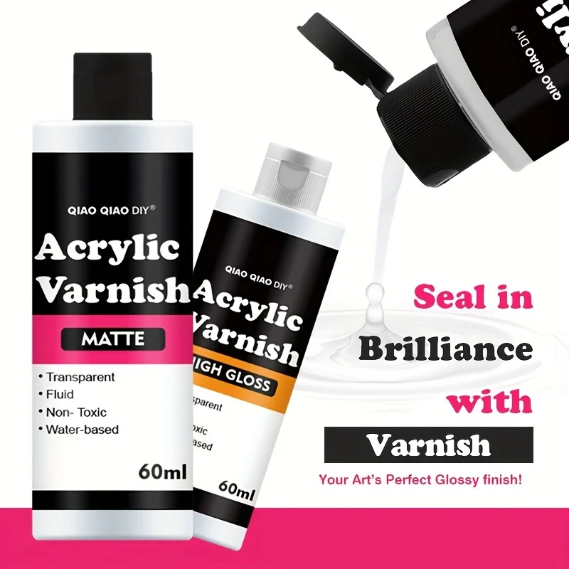 Acrylic Varnish Kit - Water-Based Sealer with Gloss & Matt Finish, UV-Resistant, Non-Toxic, Anti-Crazing for Wood