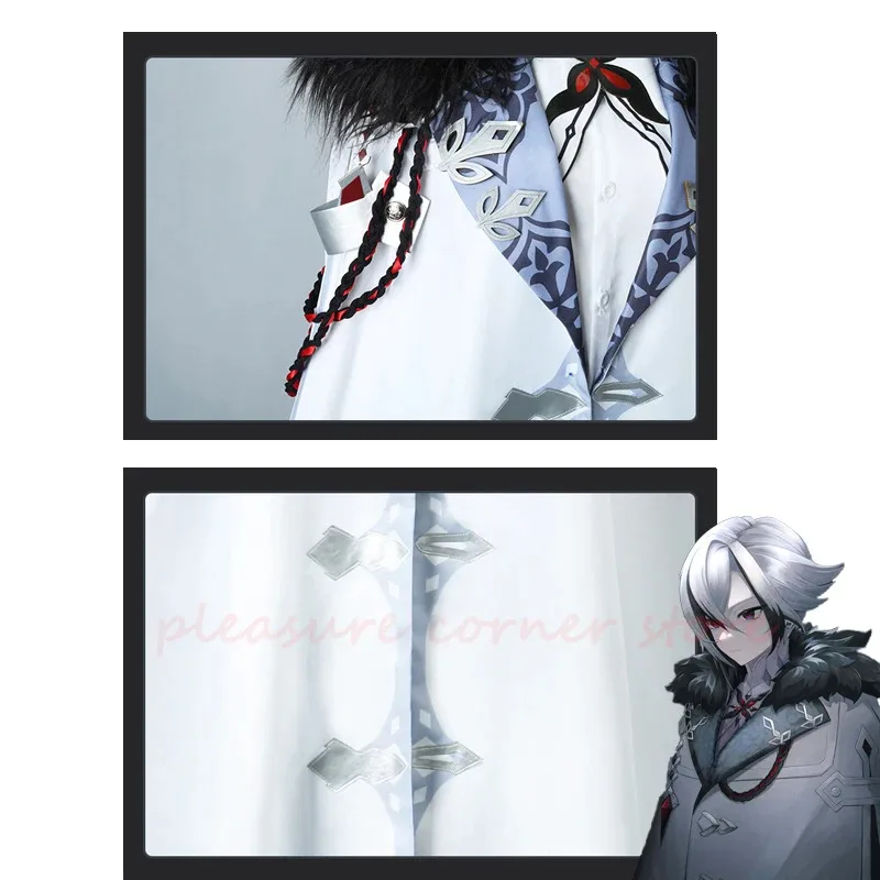 Az15Game Genshin Impact The Knave Arlecchino Traje Manto Peruca Luvas Brincos Casaco Onze Fatui Harbingers Cosplay Coágulo