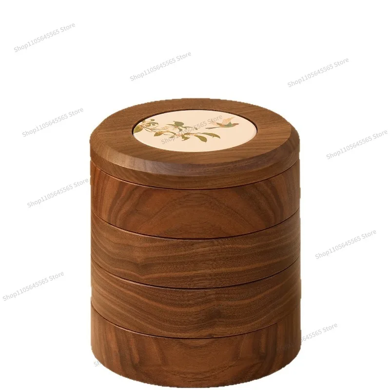 For Black Walnut Rotary Jewelry Box Premium Multi-layer Grid Jewelry Storage Box