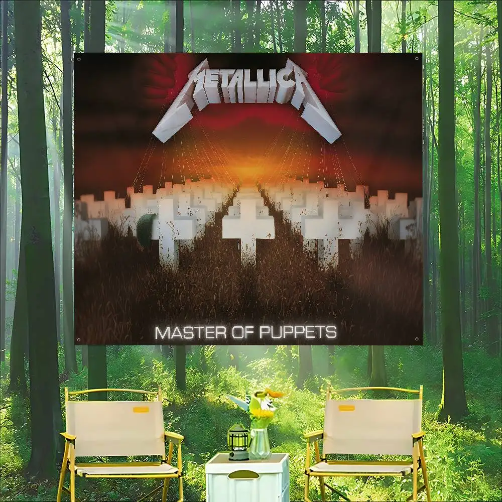 1pc Band M-MetallicaS Creative Pattern Hanging Flag Polyester Printed Banner Hand Pulled Flag