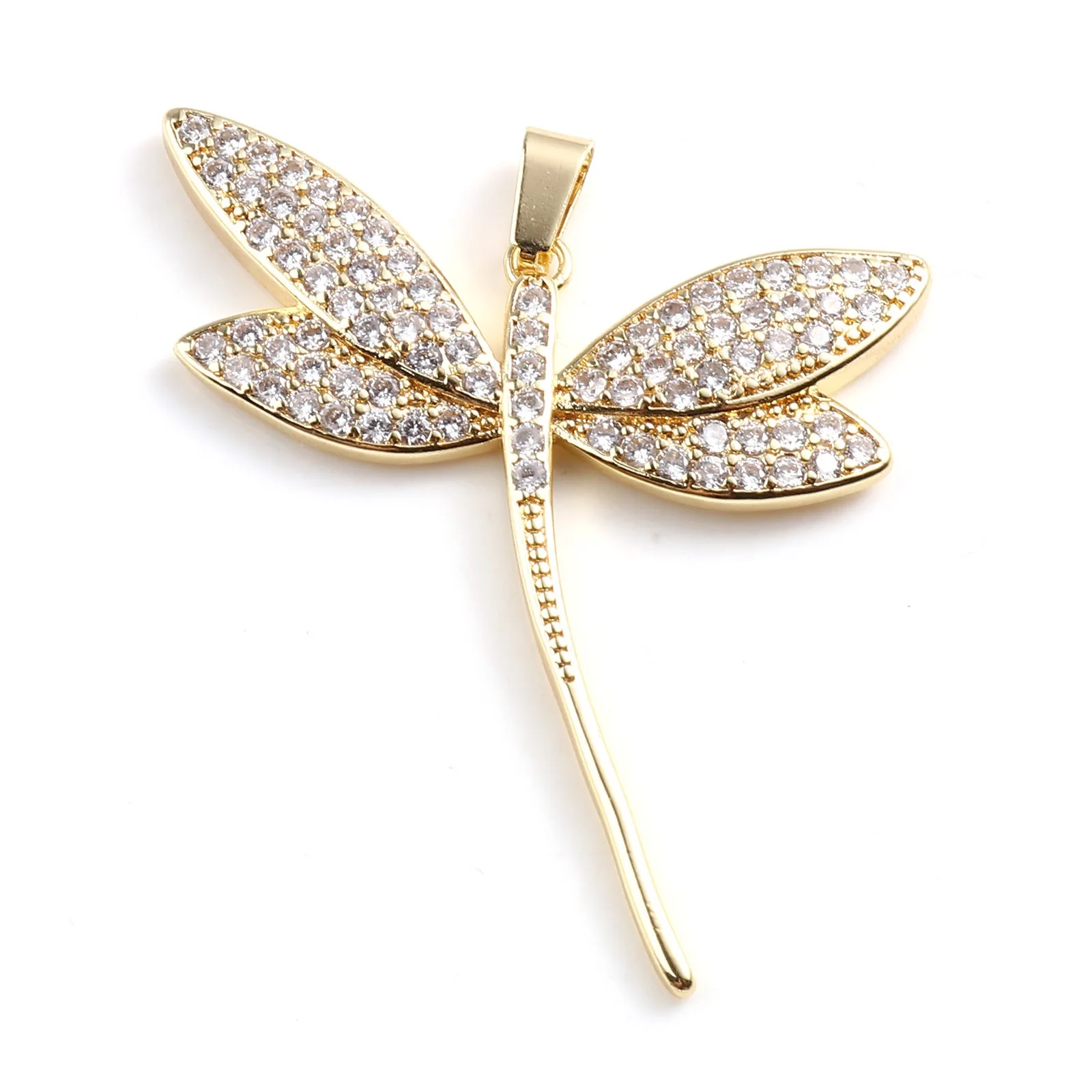 

Copper Insect Pendants Dragonfly Animal Gold Color Micro Pave Rhinestone Charms DIY Making Necklace Women Jewelry 58mmx43mm,1PC