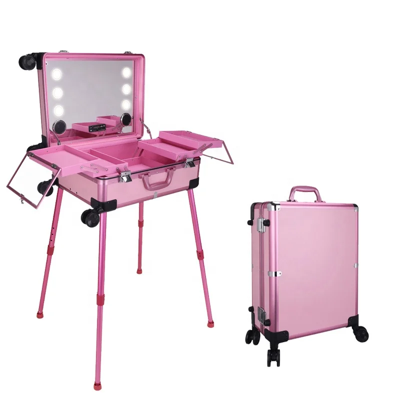 OBOX Factory Directe ABS Professional Makeup Cosmetic Trolley Case with LED Light  24 Inches=580*450*230 mm