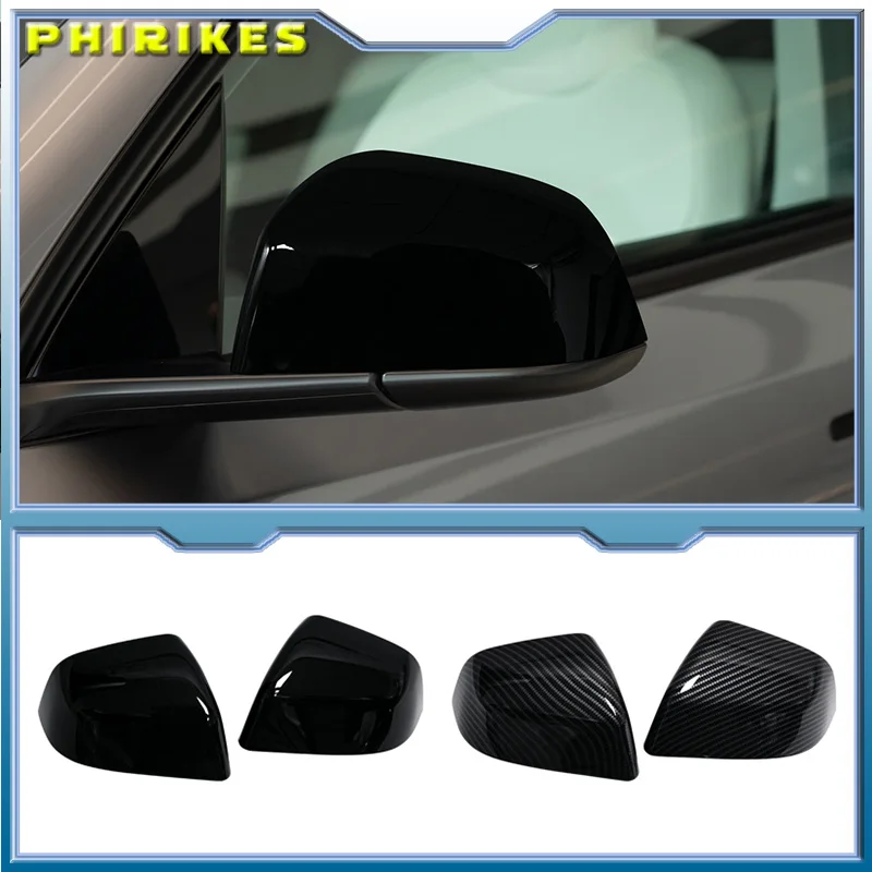 

Sides Rear View Mirror Protective Cover Carbon Fiber Look ABS Mirror Decorative Car Accessories For Tesla Model Y Juniper 2025