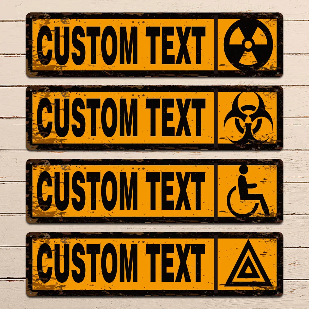 

1pc hot sale Yellow warning signs Personalized Text Metal Wall Signs Tin Wall Plaque For Home Decor Living Room Bedroom