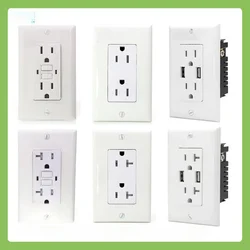 Us Standard 20amp Wall socket with 4AUSB port,American 15amp socket with power leakage protection,TypeC Smart 4.8A Fast Charging