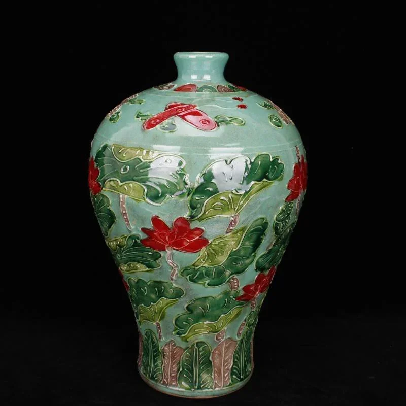 Зеленый букет вазы Цзиндэчжэнь антикварная настольная ваза зеленая утка-мандаринка любимые птицы лотос деревенский домашний декор