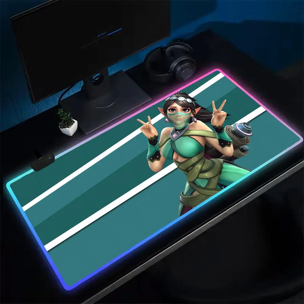Gamer p-paladins Mouse Pad Anime Mouse Gaming Pad LED Table Pads Backlit karet Desktop XXL Mousepad RGB meja tikar