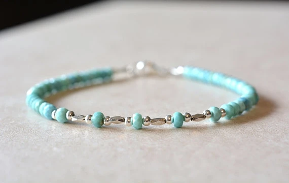 النوم الجمال الفيروز ، ديسمبر جوهرة سوار ، سوار من الأحجار الكريمة للنساء ، هيل القبيلة الفضة ، حساسة