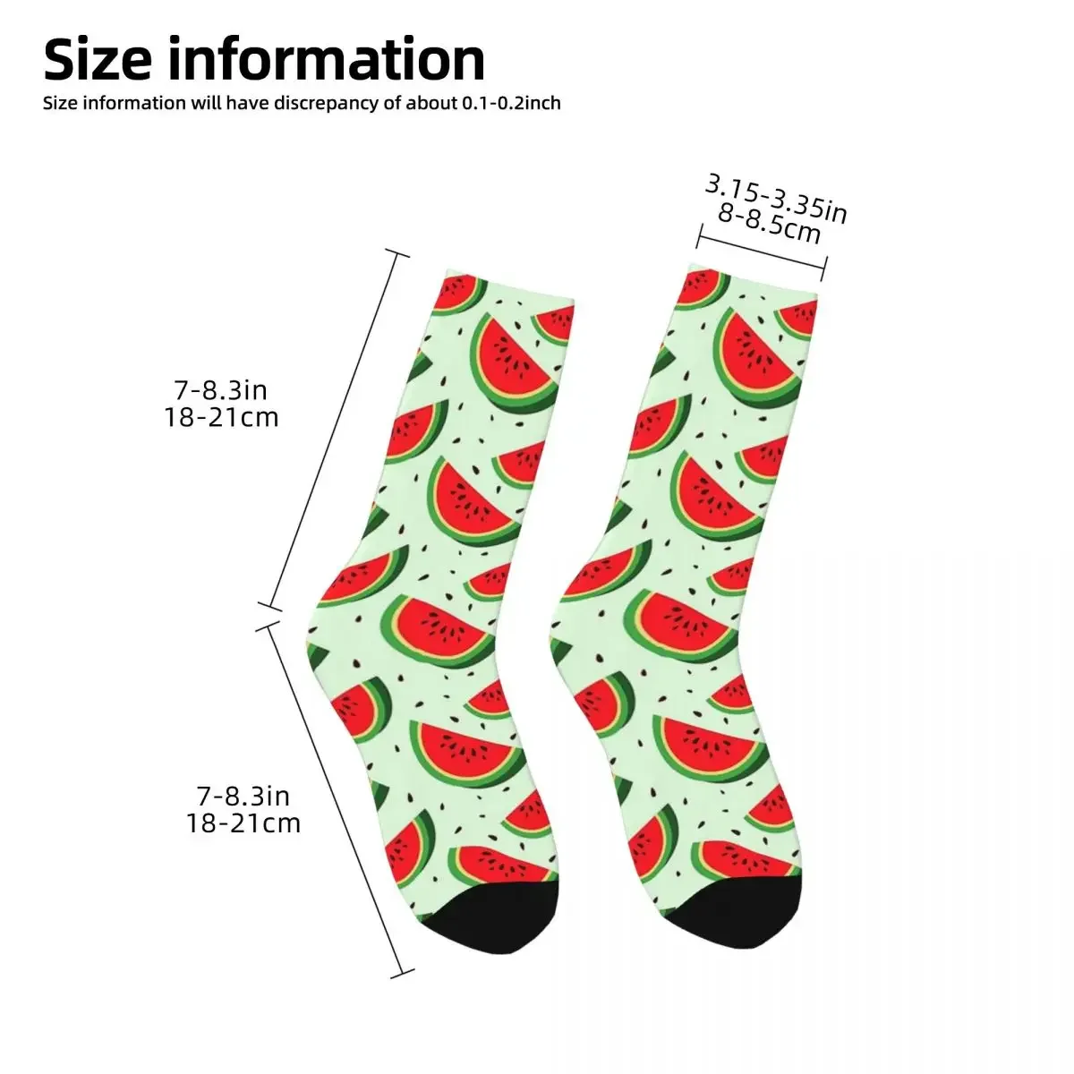 Cute Watermelon Slices Socks para homens e mulheres, Harajuku Sweat Absorbing Meias, Acessórios para toda a temporada, Presentes de Natal