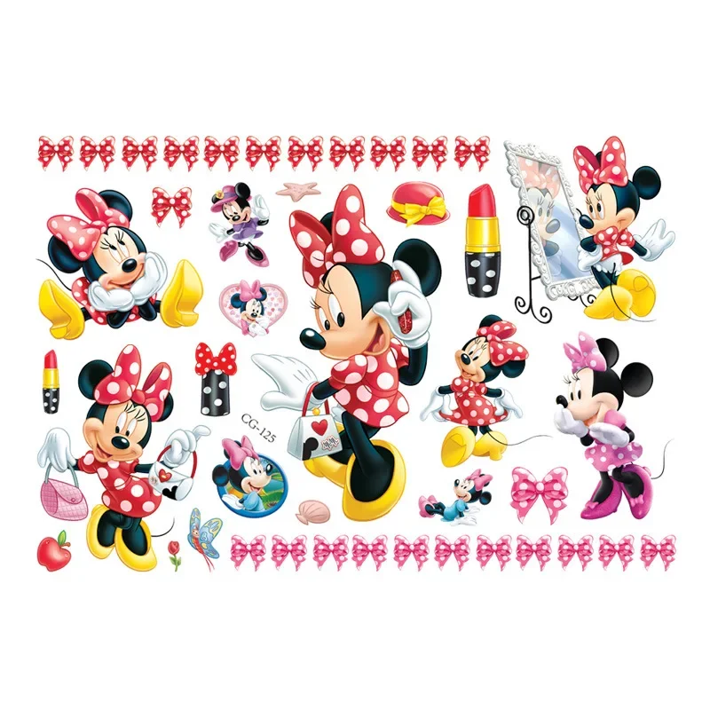 Disney-pegatinas de tatuaje de Mickey y Minnie Mouse, pegatinas de tatuaje Kawaii para fiesta de niños, pegatina de transferencia de agua