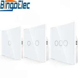 Wall Touch Sensor Light Switch 1/2/3 Gang EU Standard Tempered Glass Panel 1Way Led Smart Switch For Home