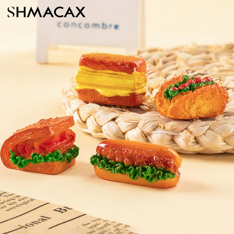 1PC Miniature Resin Food Play Mini Burger Kitchen Scene Simulation Creative Doll Accessories Ornament Dollhouse Hamburger