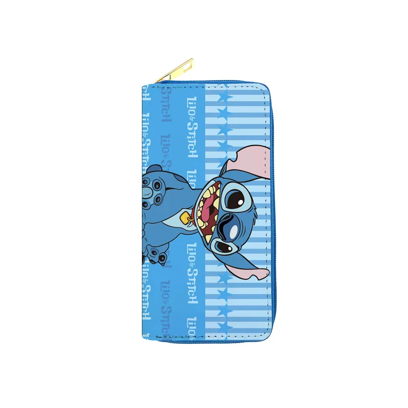 Anime Lilo & Stitch Figure Stitch Pattern Studente Portafoglio lungo in pelle Ragazza di moda Cosplay Cerniera Portamonete in PU Regali di compleanno