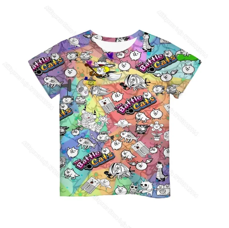 Kids The Battle Cats T Shirts Boys Girls Game 3D Print Tshirts Summer Child Cartoon Casual T-shirt Toddler Short Sleeve Tee Tops