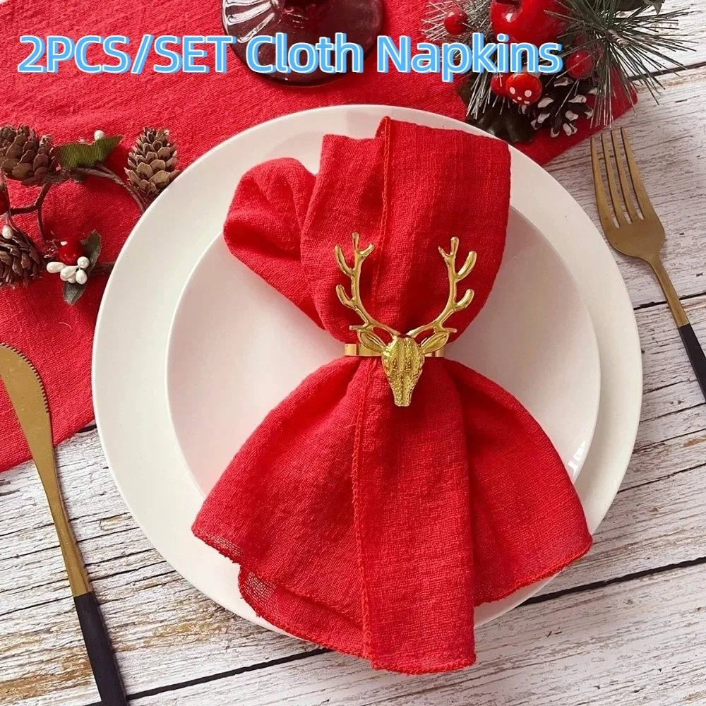 

2PCS 42x42cm Lock Edge Napkins Soft Handmade Cotton Cloth Napkins Eco-Friendly Reusable Decorative Napkins Restaurant