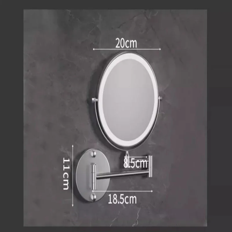 Folding Brass LED Cosmetic 3X:1X magnifying Gray Dressing 8 Inch Makeup Mirror Black Mirror For Restroom