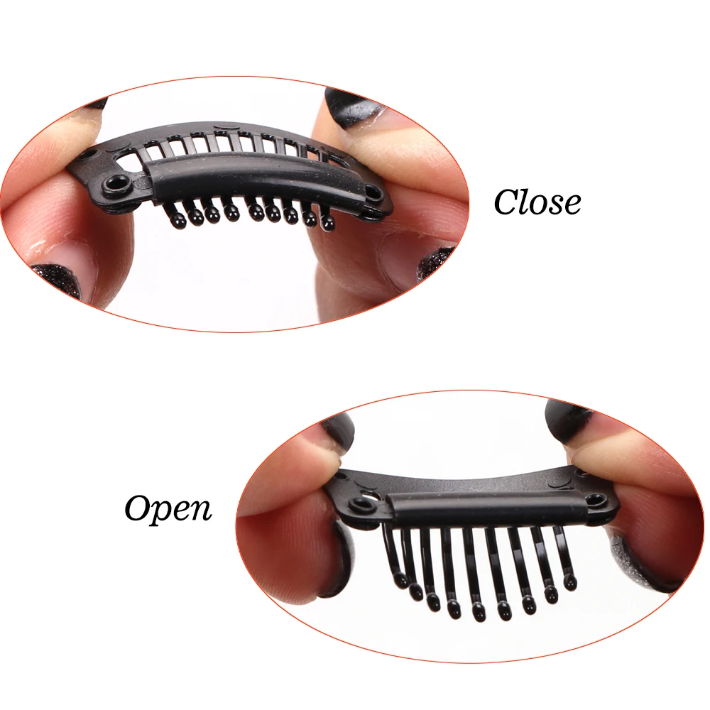 32 mm schwarze Kunststoff-Perückenklammern, Schnappclip, verwendet für Haarverlängerung, Schuss, Haarteile, Perücken, große Haarspangen, Styling-Werkzeuge, Perückenzubehör – Detail 7