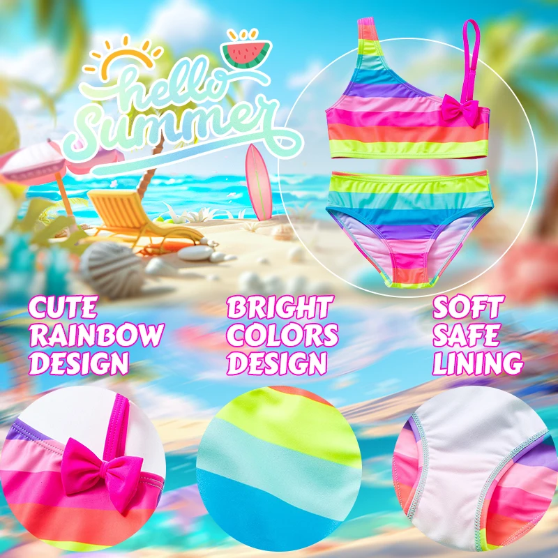 Pato donald menina maiô criança verão beachwear maiô com arco tankini duas peças terno moda roupas de natação biquíni