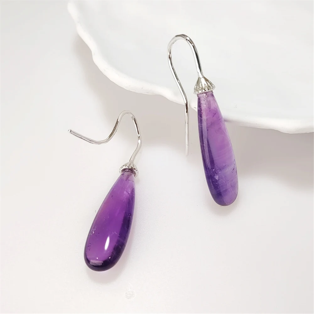 FUWO Wholesale Natural Light Amethyst Earrings,Unique Teardrop Dangle Swing Quartz Earring Jewelry For Women 5Pairs/Lot ER495