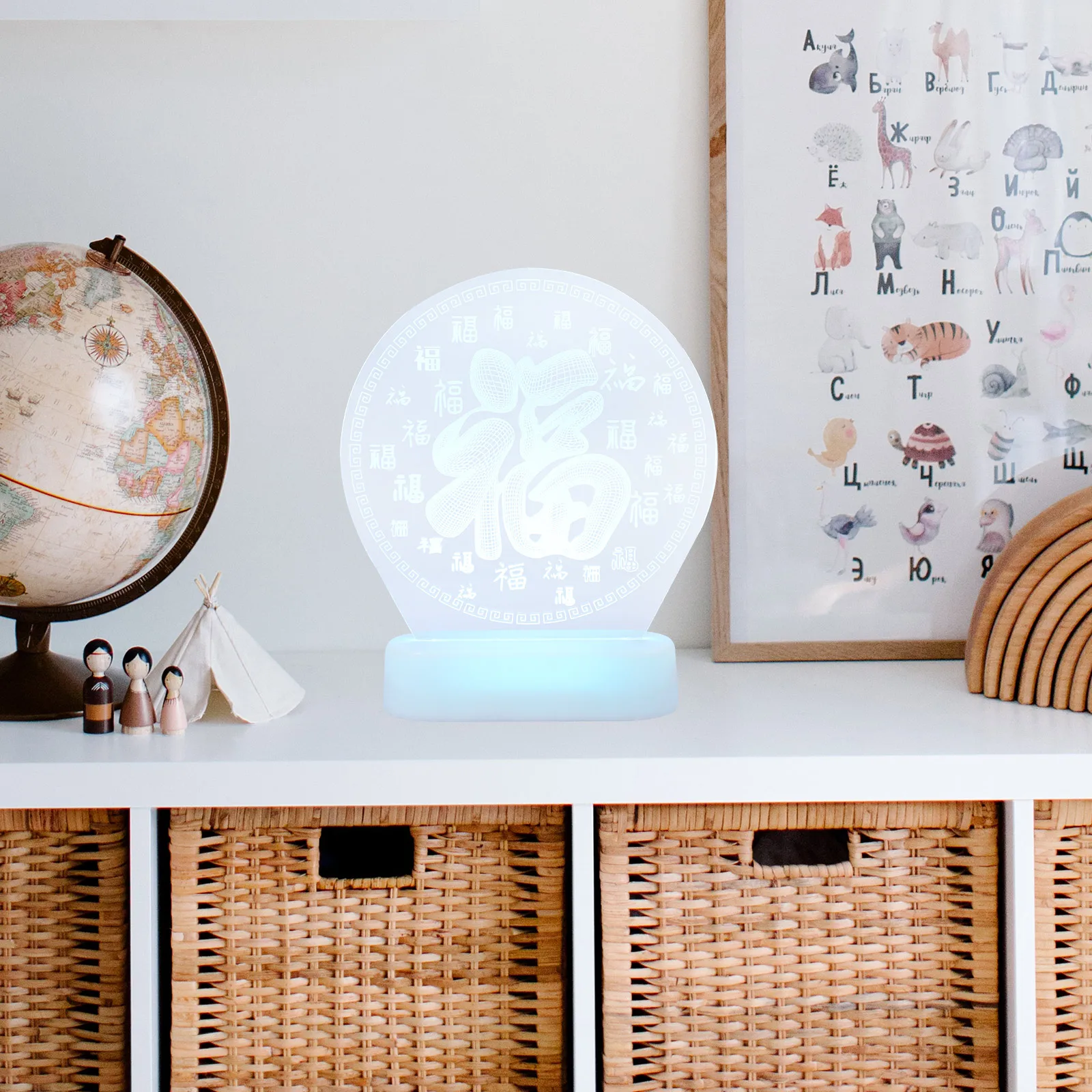 

Acrylic LED Light Decor New Year Chinese Character Festival Hotel Mall Office Creative Design Lightweight Compact