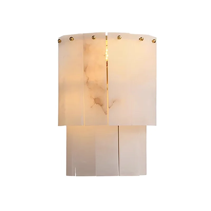 Nordic Postmodern Minimalist Living Room Aisle Brass Marble wall lamp Retro Personality Bedroom Study Alabaster Lighting Fixture