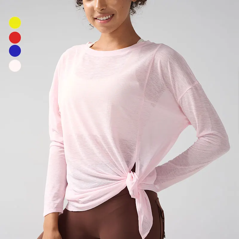 

Gym Sports Tops Workout T-shirts Women Yoga Clothing Running Loose Slim Quick Dry Training Long Sleeve Blouse Fitness Tops