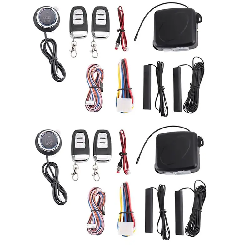 

Authentic 2X Car SUV PKE Keyless Entry Engine Start Alarm System Push Button Start System Remote Starter Stop