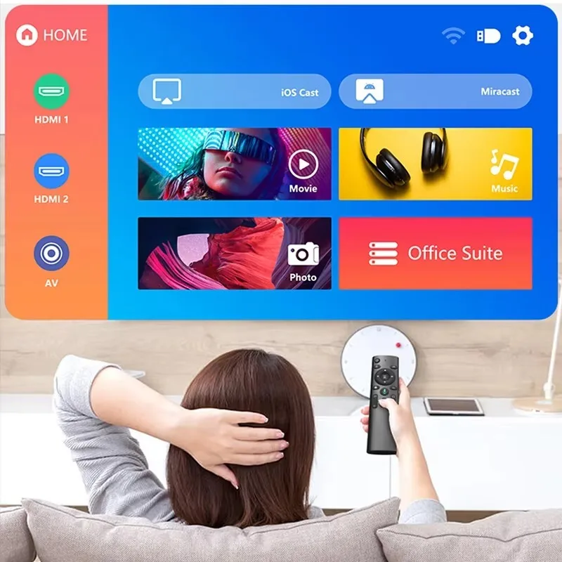 Proyektor Android WiFi 8000 Lumens Native 1080P Full HD Beamer Video LED LCD Proyektor Mini Home Theater 4K