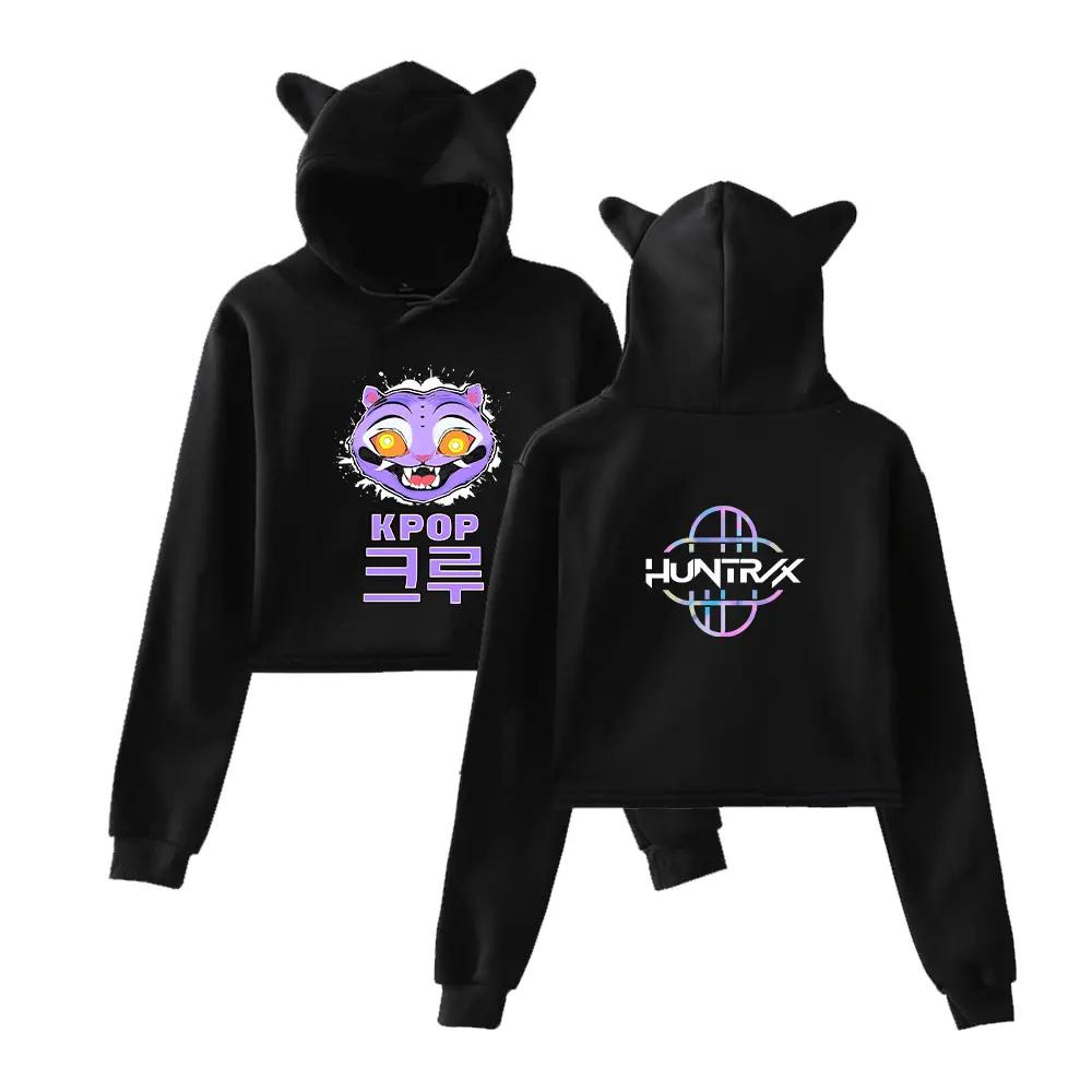 

KPop Demon Hunters 2025 Merch Hoodies Sweatshirt for Girls Cat Ear Crop Pullover Casual Clothes
