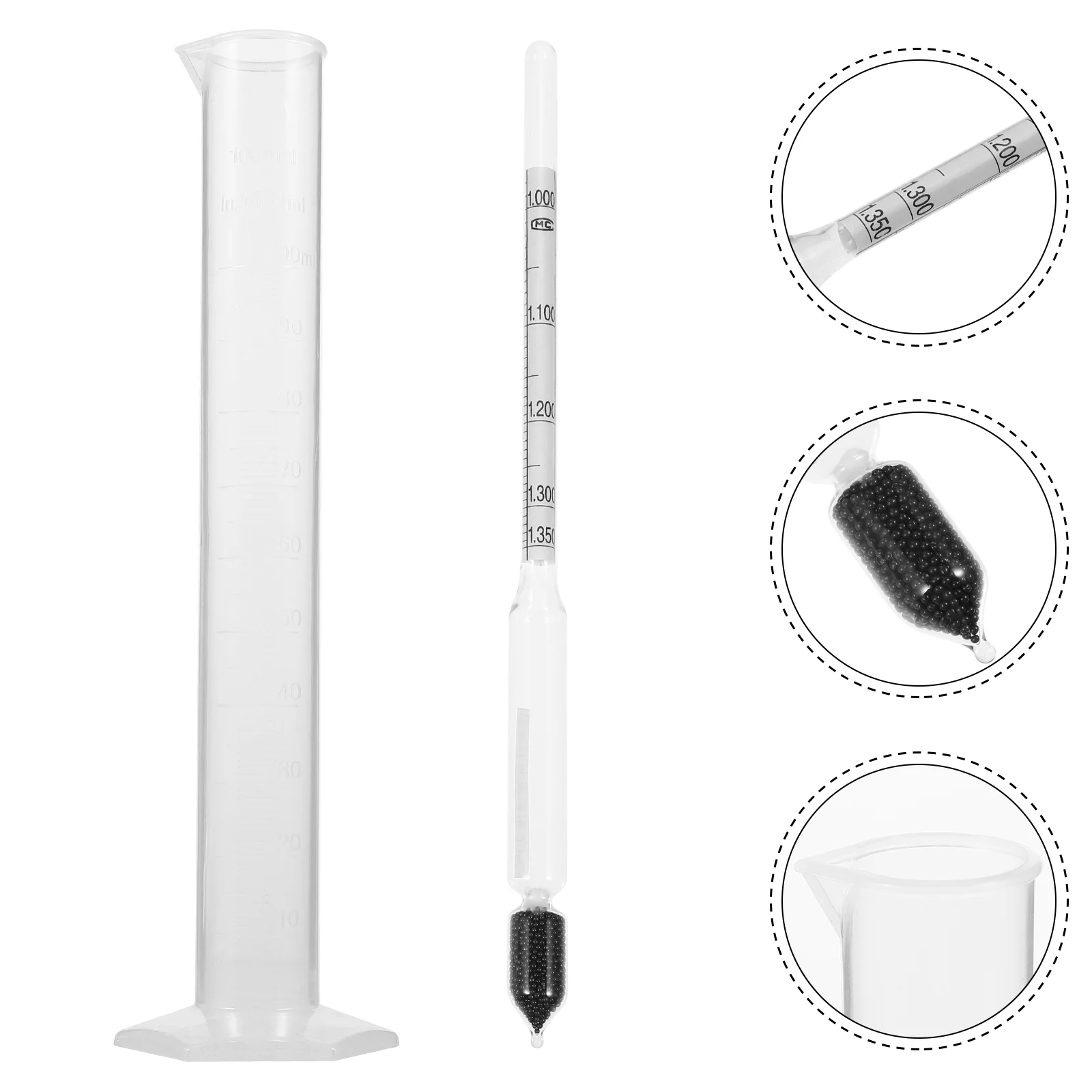 Hydrometer Graduated Cylinder Measuring Dough Alcohol Tester Percentage Glass for Making Home Supplies Ml Cup Liquid