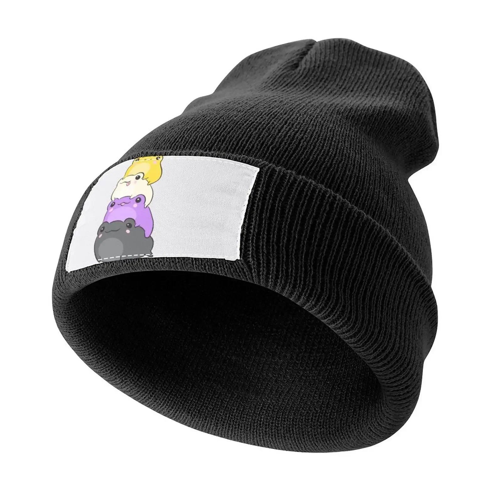 

Cute Nonbinary Pride Frog Pile: A Kawaii Aesthetic in Subtle Enby NB Flag Colors Knitted Hat Caps Bobble Hat Woman Hat Men's