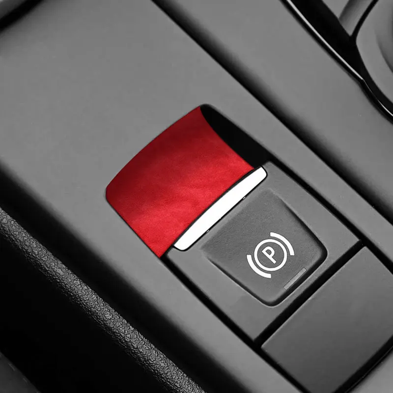 For BMW X1 F48 (2016-2022) Center Console Handbrake Button Knob Trim Sticker Car Interior Tuning Accessories Made of Alcantara 6