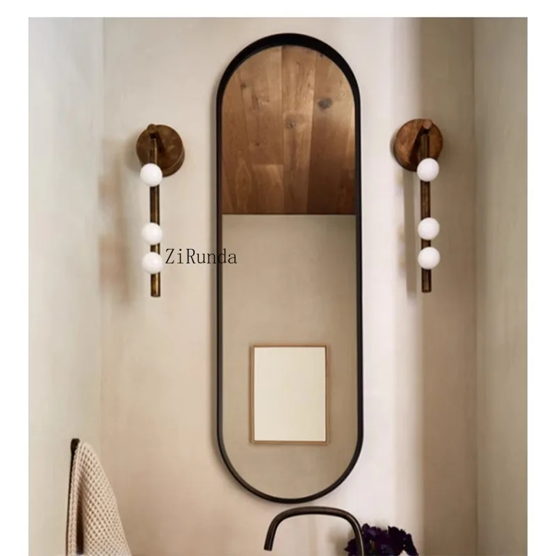 Moderno todo-cobre sala de estar fundo lâmpada de parede medieval quarto lâmpada de cabeceira pia