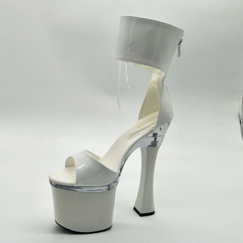 

LAIJIANJINXIA New 18CM/7inches PU Upper Model Sexy Exotic High Heel Platform Party Women Sandals Pole Dance Shoes F067