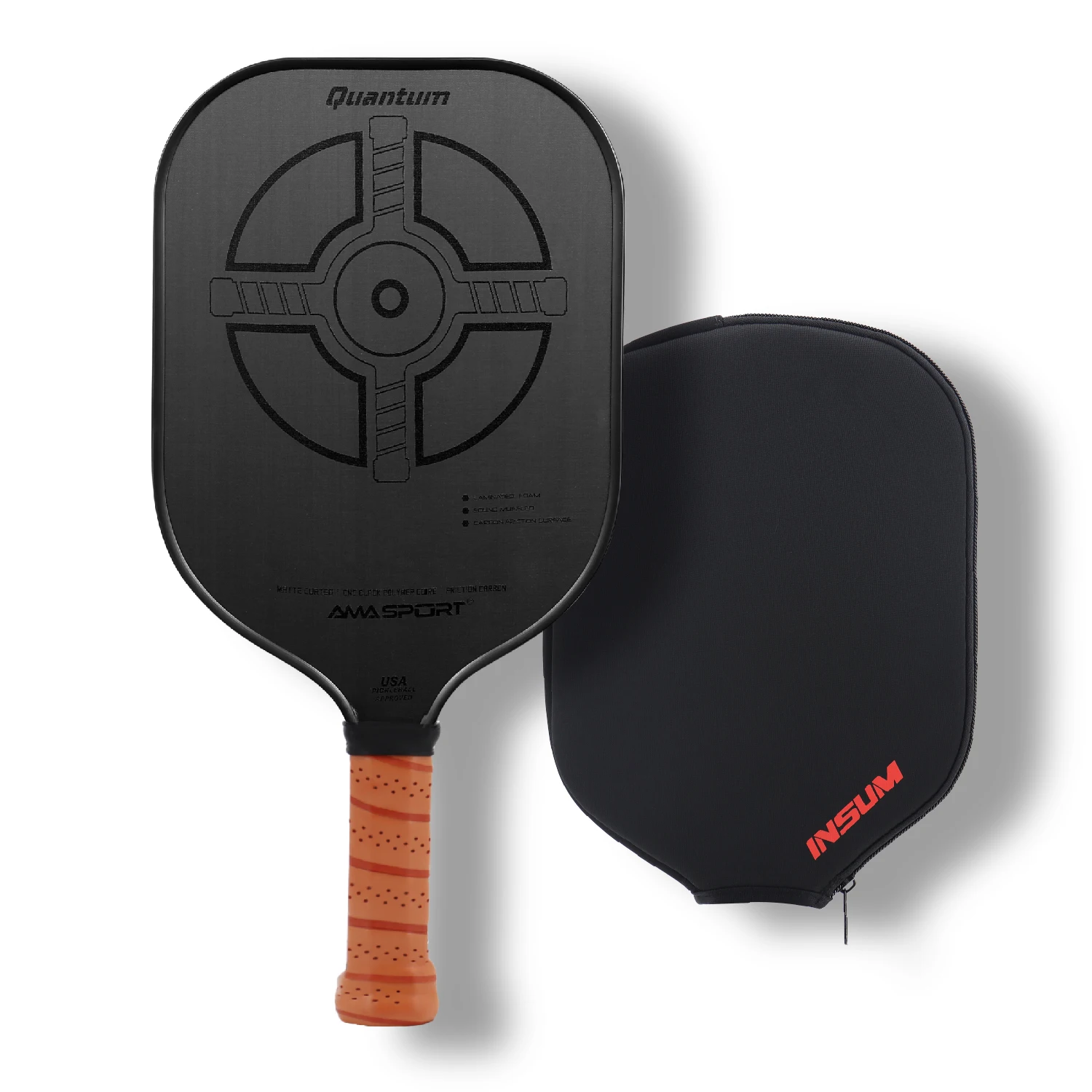 

AMA SPORT Lightweight Quantum Pickleball Racket USAPA Certified High Quality Carbon Friction Textured Surface Racket Set