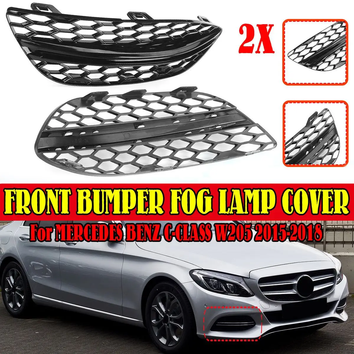 For Mercedes For Benz W205 C43 AMG 2015-2018 Bumper Fog Light Air Vent Grille Cover