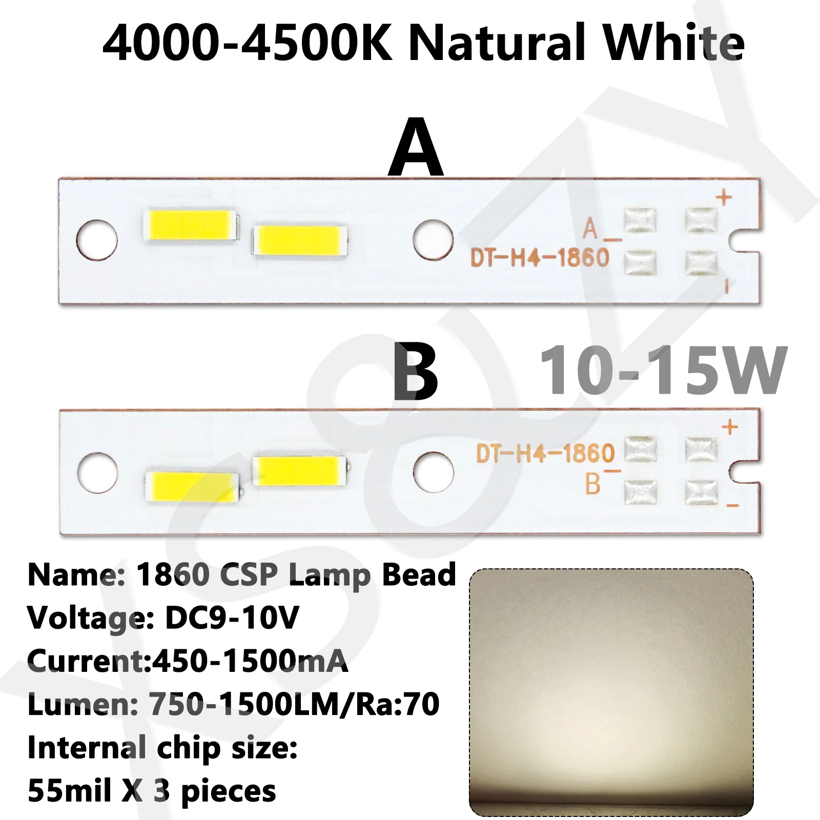 Un Set10-15W gible 1860 CSP Lampe Perle DC9-10V H4 4 Liqubloody mA Quatre documents Automobile Sauna Lampe Perle Détection Lampe Perle Accessoire DIY