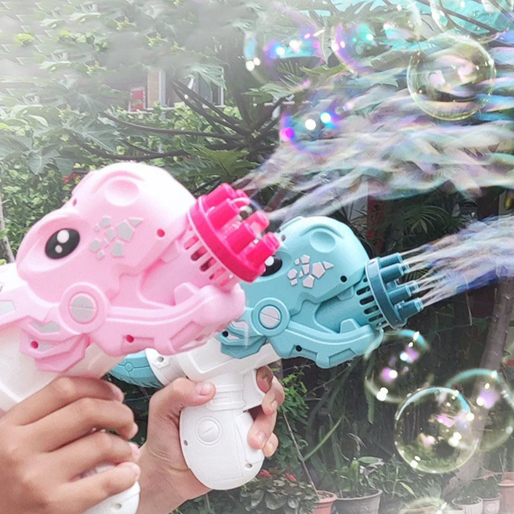 3-teilige Dinosaurier-Blasenmaschine, helle Farbe, tragbares Kunststoffgebläse für Kinder, Geburtstag, Weihnachten, Geschenk, Blasen für Kinder