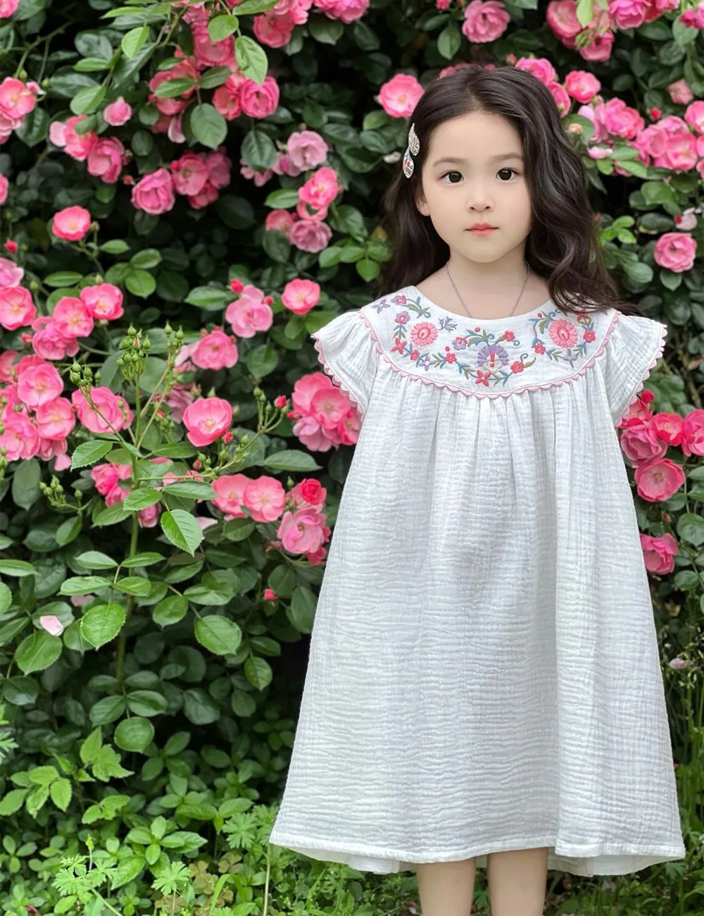 

spring summer baby girl clothes kids dresses cotton French pastoral style High quality flower embroidered girls' dress