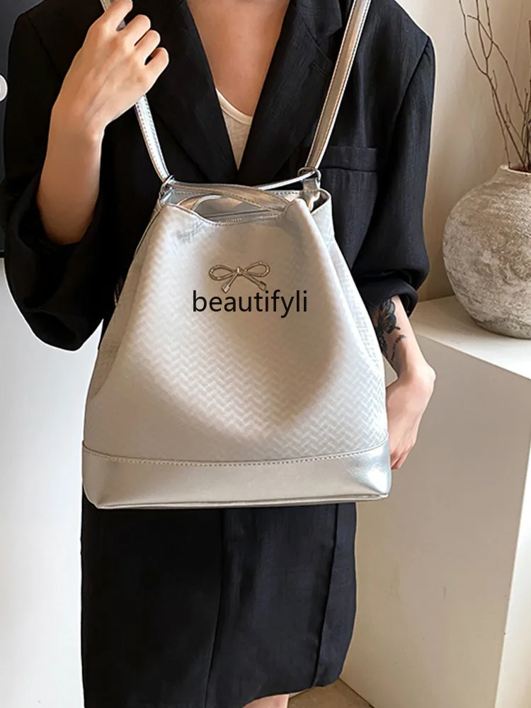 Fashion Trend Large Capacity Totes Simple All-Match Bow Backpack Commuting Underarm Bag