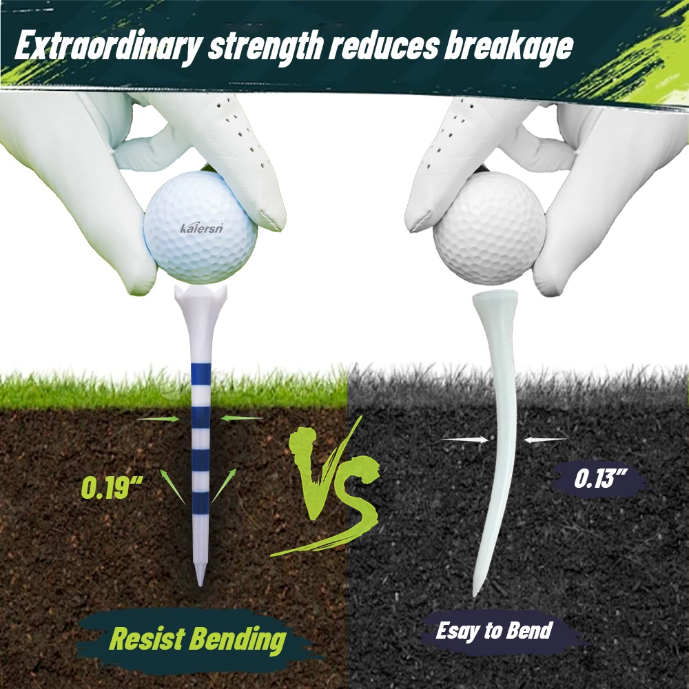 【20 قطعة】 تي شيرت جولف مخطط ملون 70 مم/83 مم - مجموعة تي شيرت جولف بلاستيكية متينة بأربعة شوكات - إكسسوارات جولف راقية للرجال والنساء