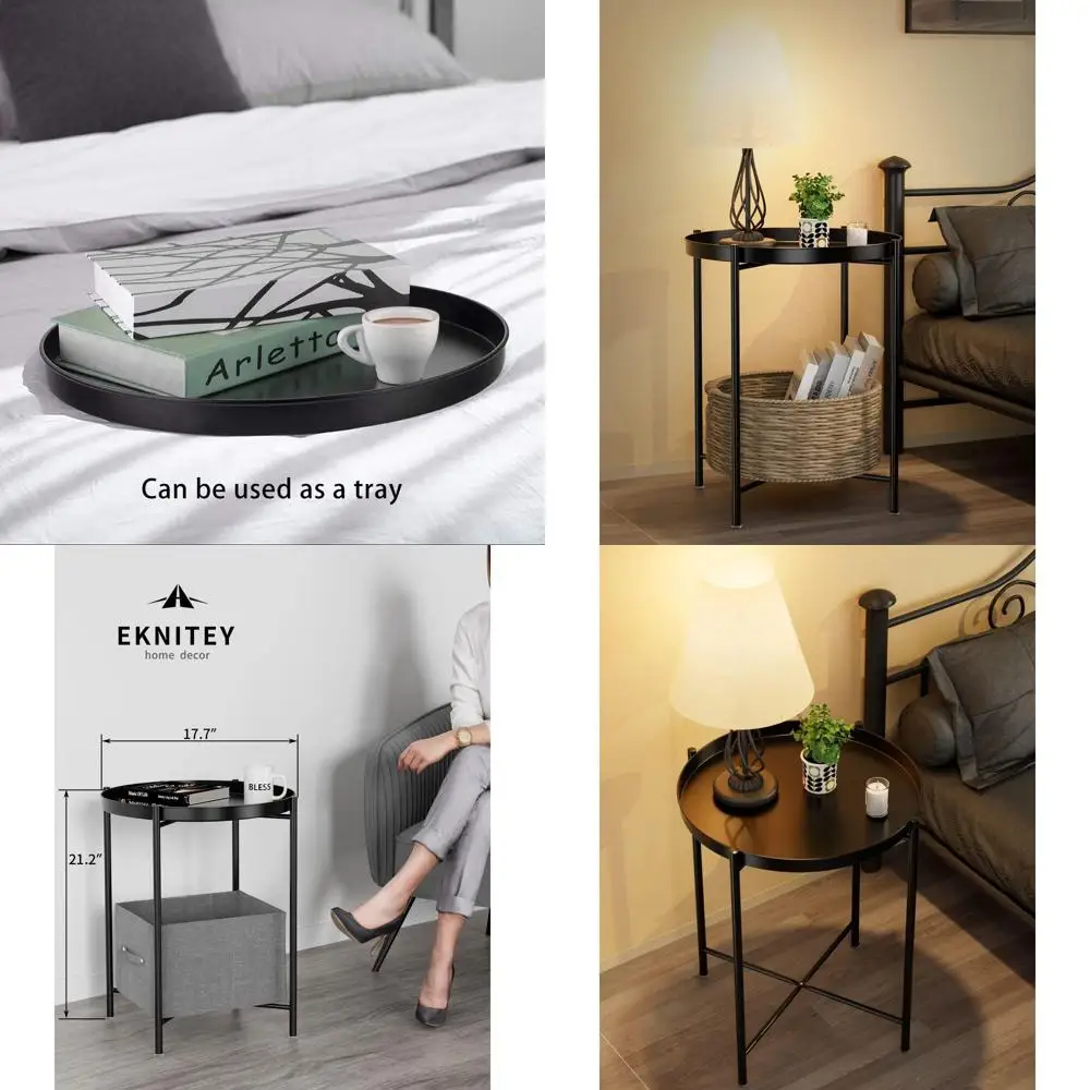 

Металлический приставной столик со съемным подносом: водонепроницаемый, подходит для использования в помещении и на улице, в гостиной, спальне или на балконе