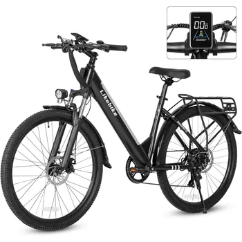 Image 26" Electric Bike for Adults,Step Through Electric Bicycle with 350W Motor,36V 9Ah Removable Battery,20MPH E-Bikes with 7-Speed