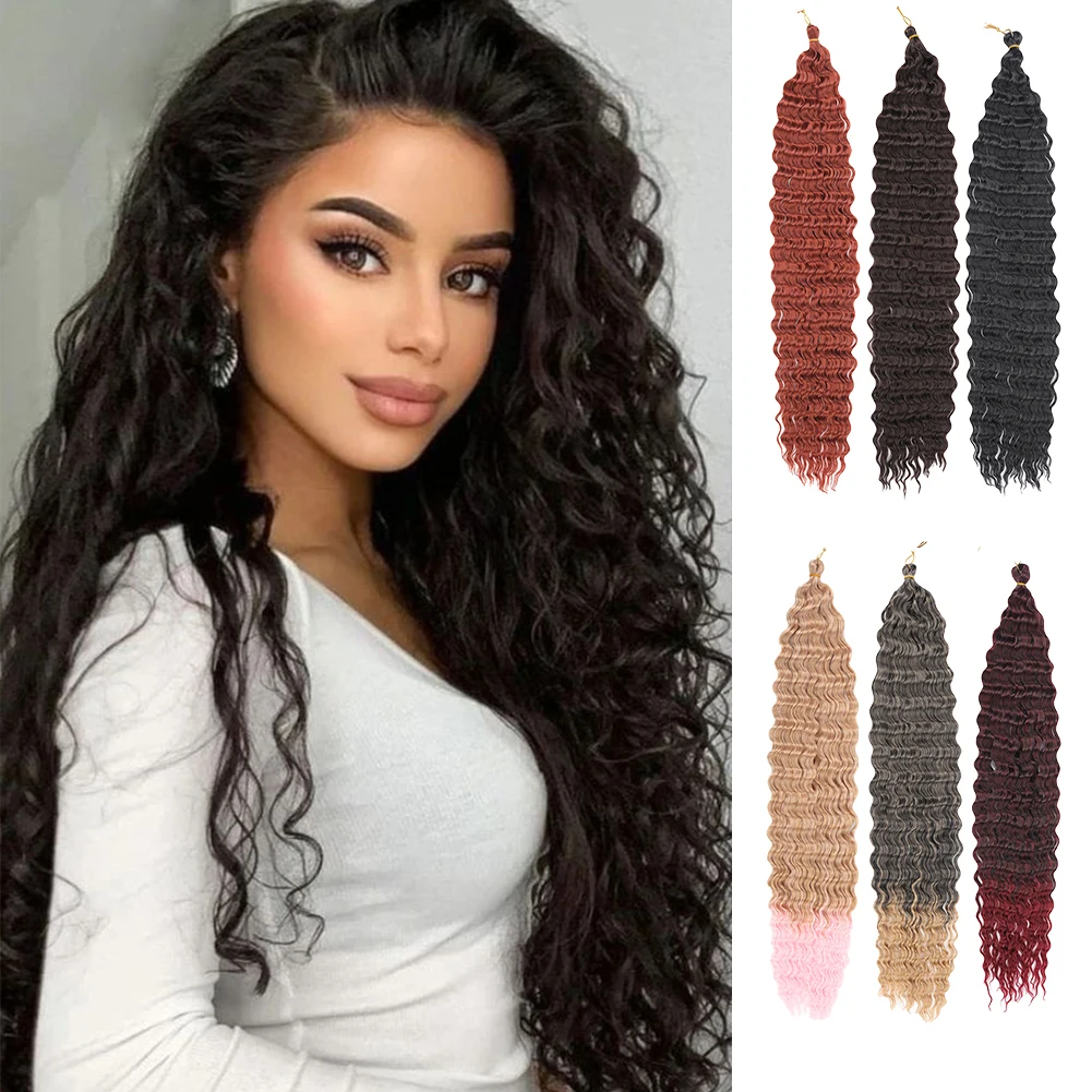 Oceaangolf Vlechten Hair Extensions 30 Inch Lang Diep Gekrulde Golf Vlecht Haar Synthetische Twist Rimpel Gehaakte Vlechten Haarstukken