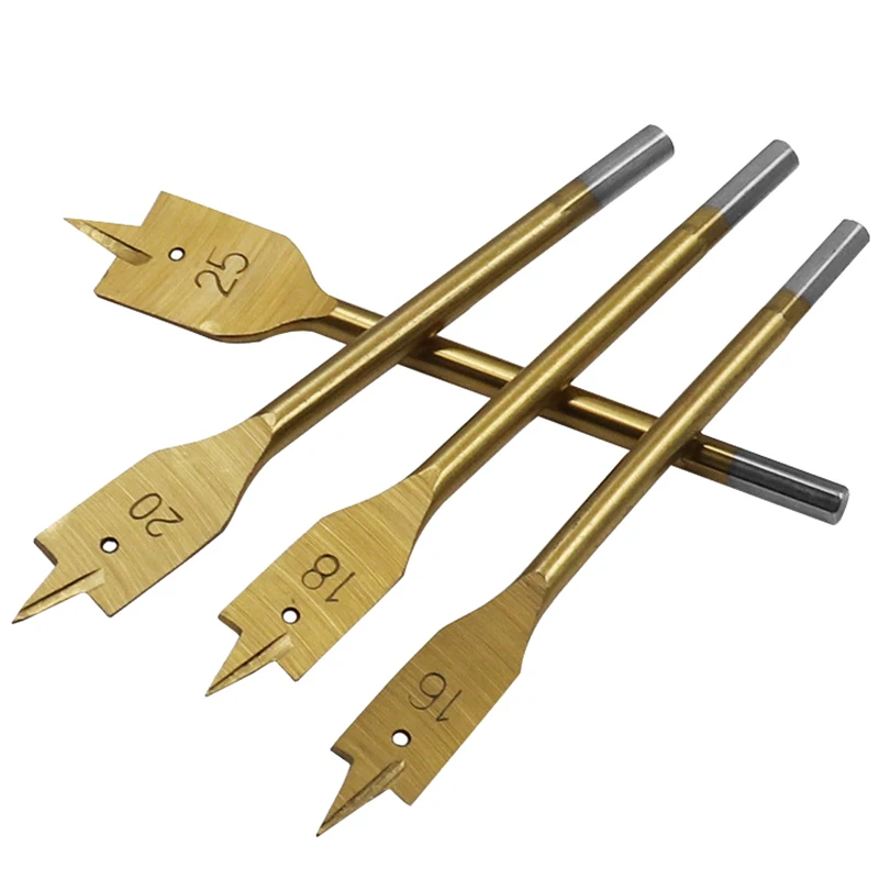 6Pc Three Pointed Flat Drill Hexagonal Handle Woodworking Hole Opener Set Wooden Board Drilling Bit Tools