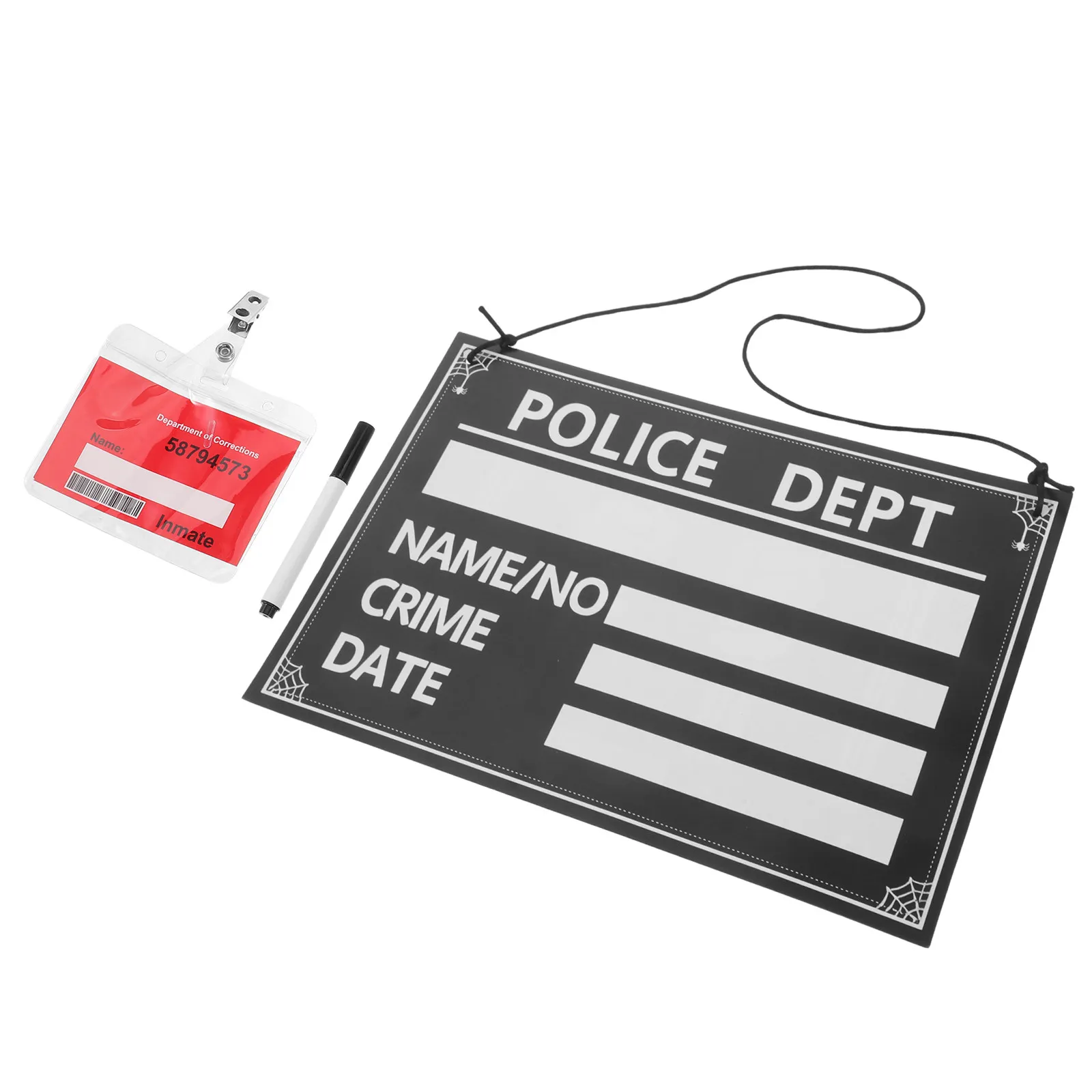 1Set Prison Theme Prop Halloween Prisoner Nameplates Erasable Mugshot Card Party Scene Photo Booth Costume Accessory