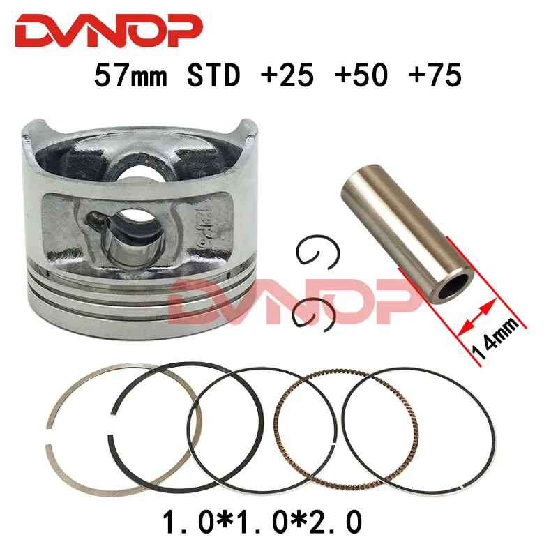 Motorcycle 57 mm Piston 14 mm Pin Ring Set Kit Assembly For Haojue Suzuki EN125 HJ125 EN HJ 125 125cc Engine Spare Parts